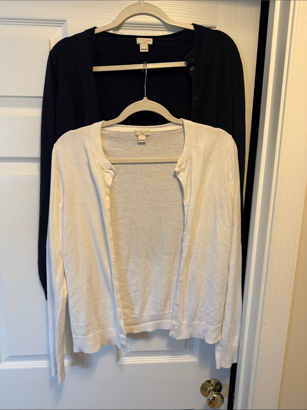 J. Crew Caryn Cardigan, White and Navy, size s
